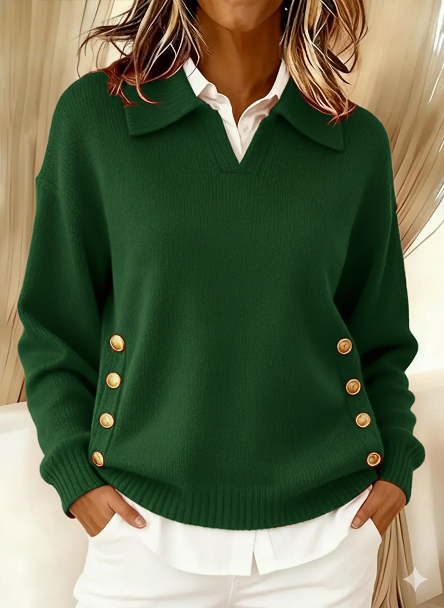 Erminia | Camisola com Gola Polo e Botões