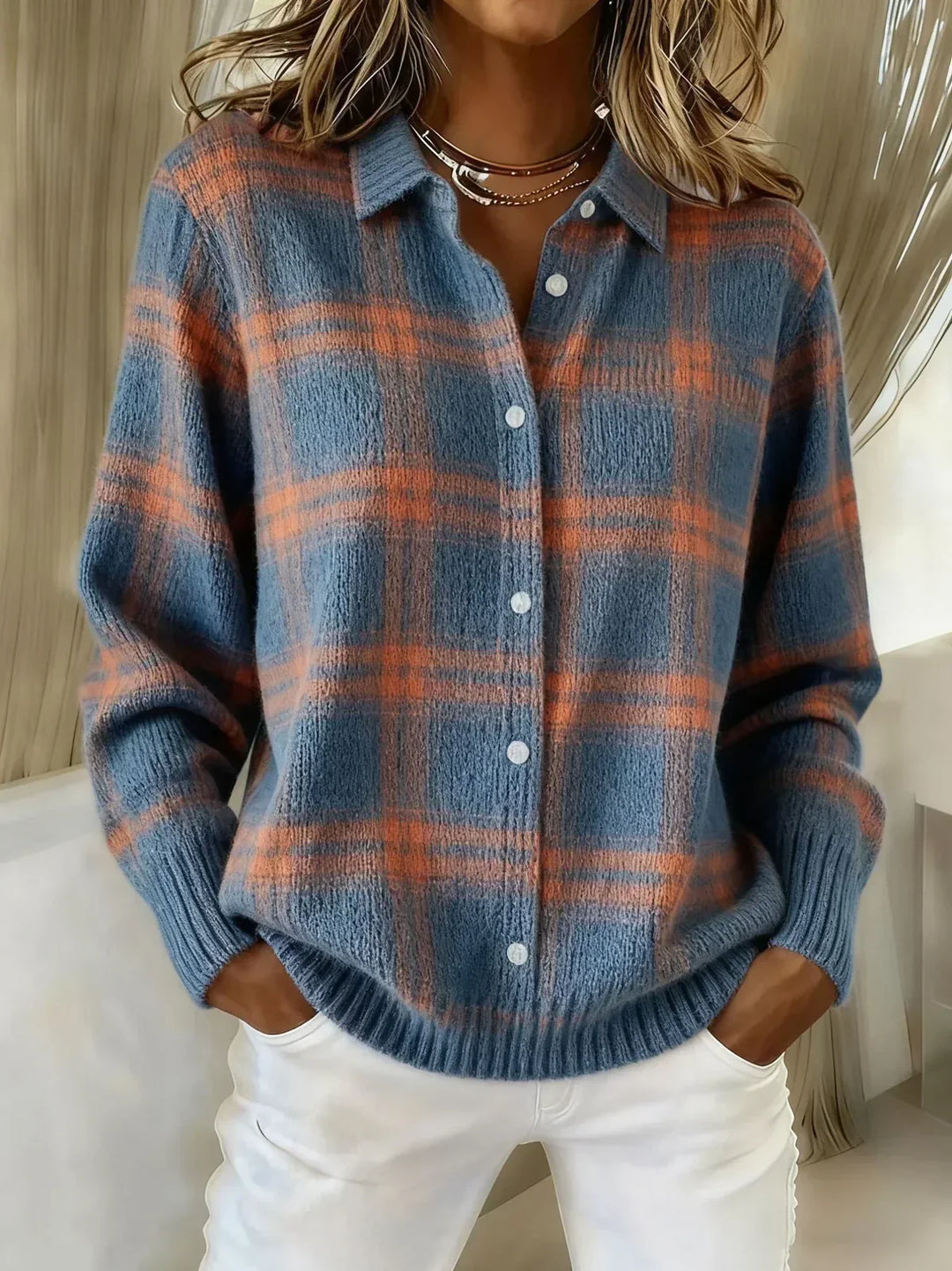 Fiammetta | Cardigan de Malha aos Quadrados