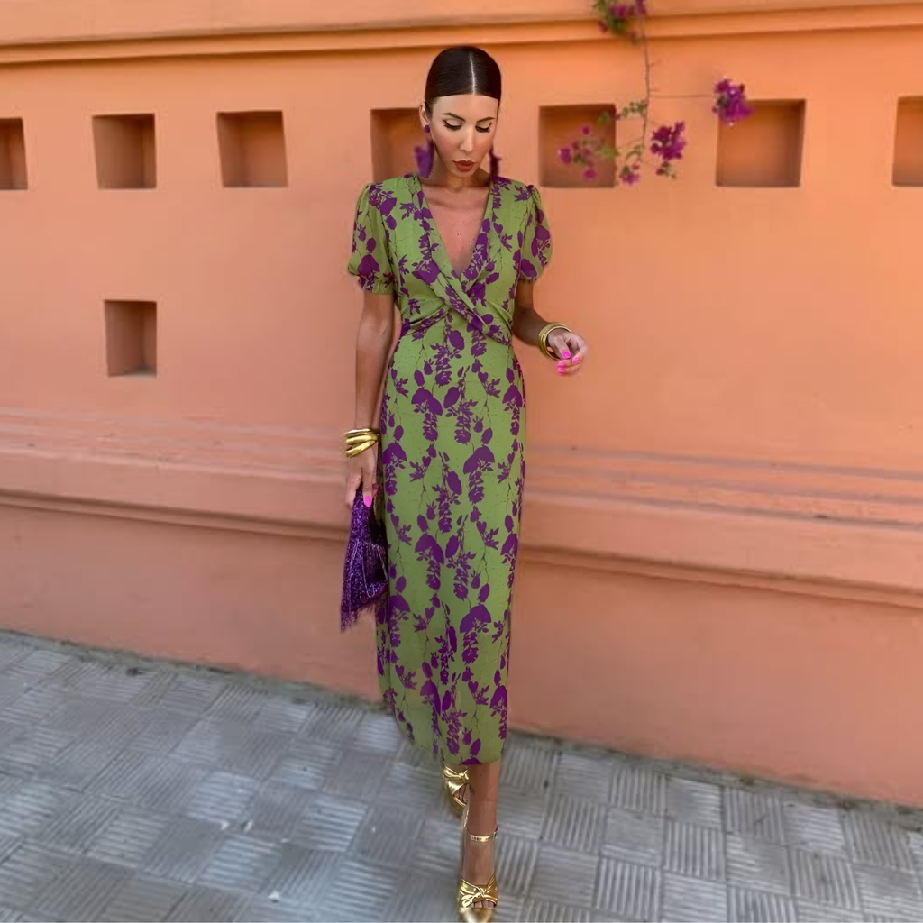 Ernestina | Vestido Comprido Floral Verde
