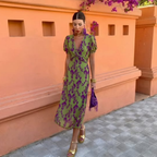 Ernestina | Vestido Comprido Floral Verde