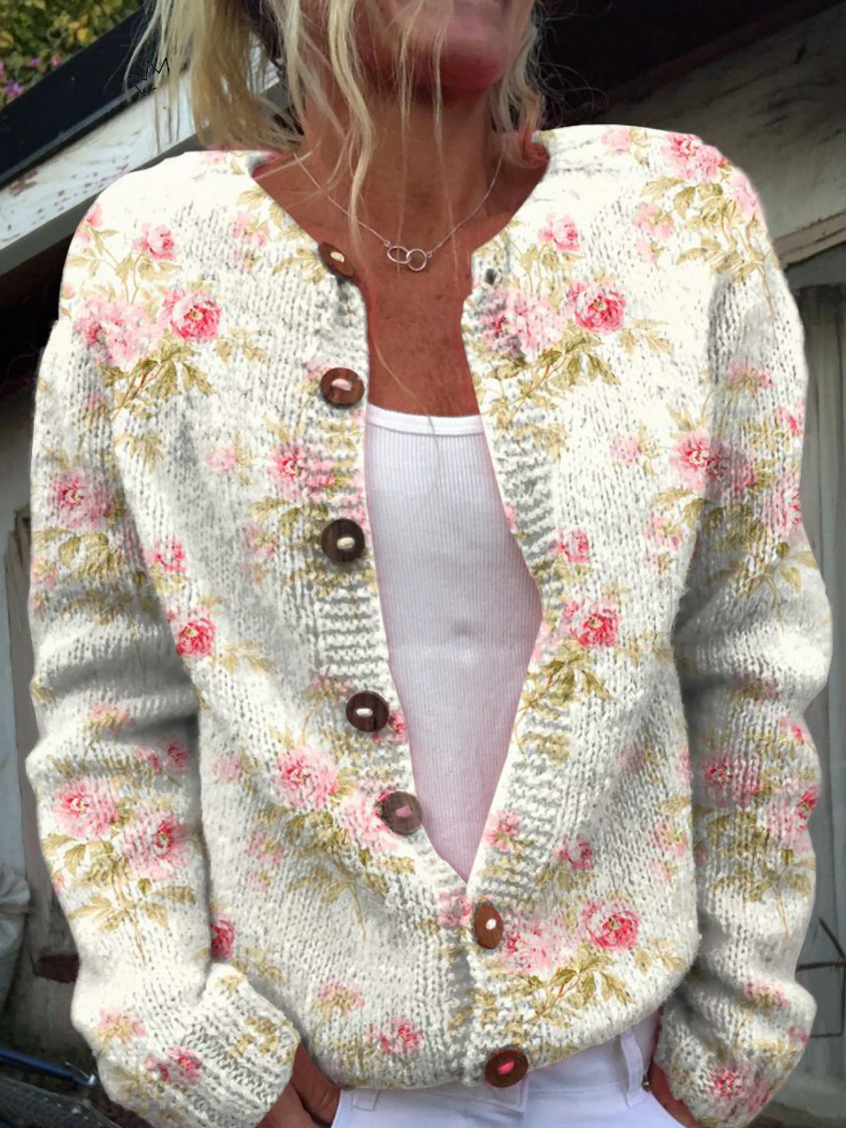 Amparo | Cardigan de Malha Vintage Floral