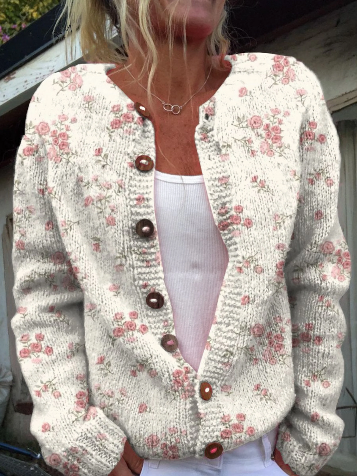 Remedios | Cardigan de Malha Vintage Floral