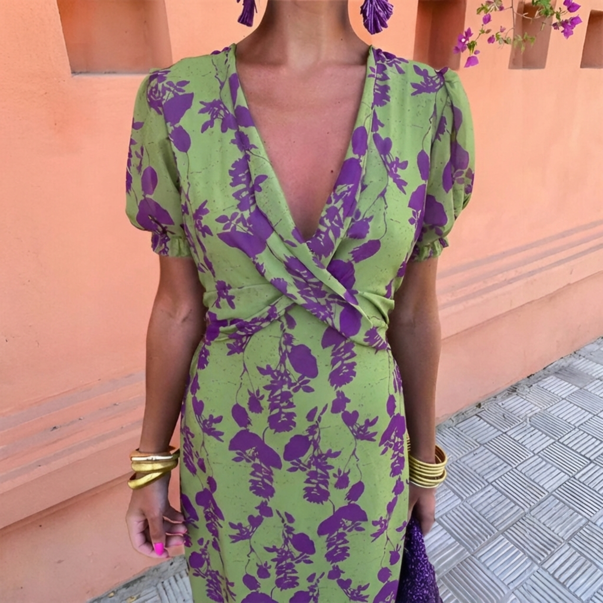 Ernestina | Vestido Comprido Floral Verde