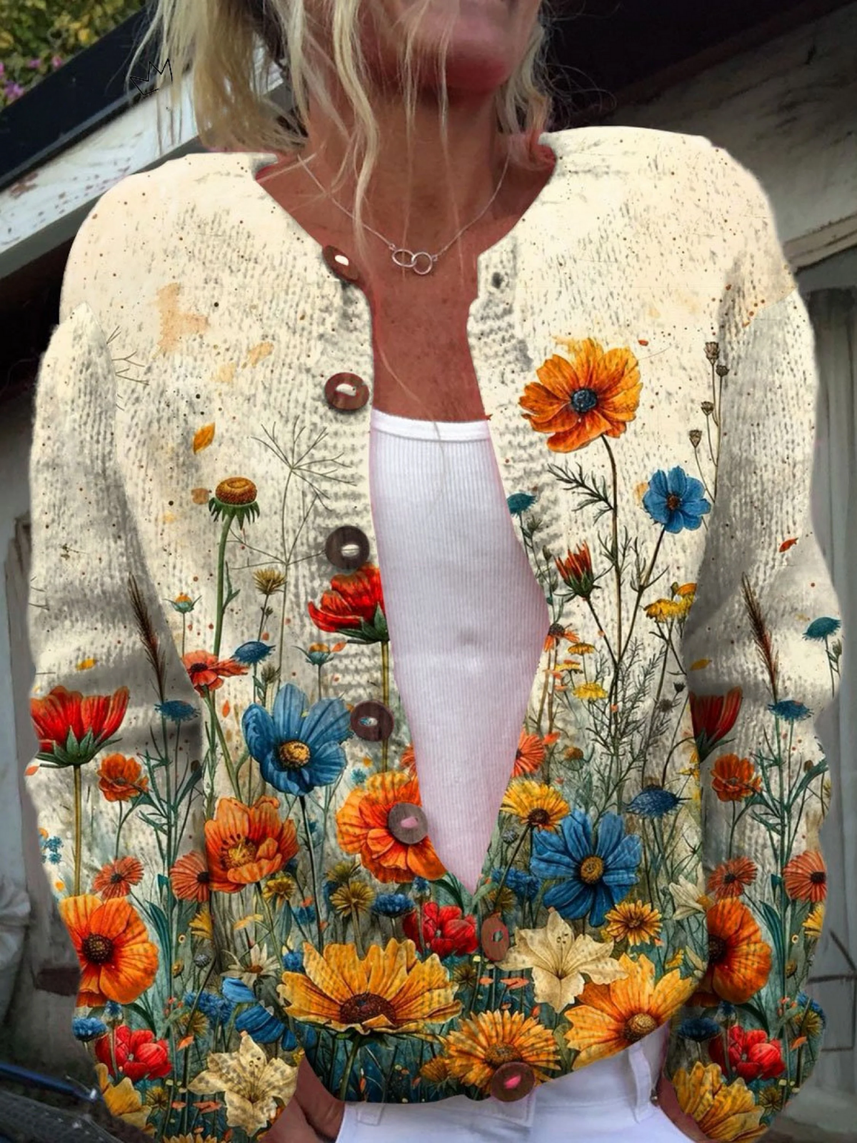 Pilar | Cardigan Vintage com Estampado Floral