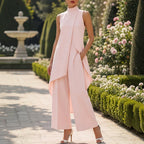 Sara | Macacão Elegante com Top Drapeado de Gola Alta