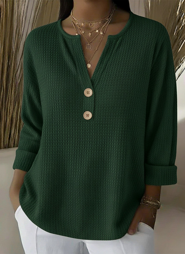 Lucia | T-shirt Henley Texturada com Botões