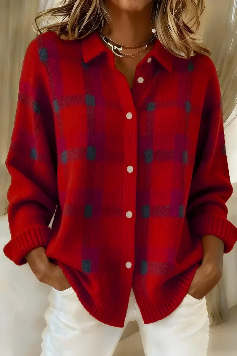 Fiammetta | Cardigan de Malha aos Quadrados