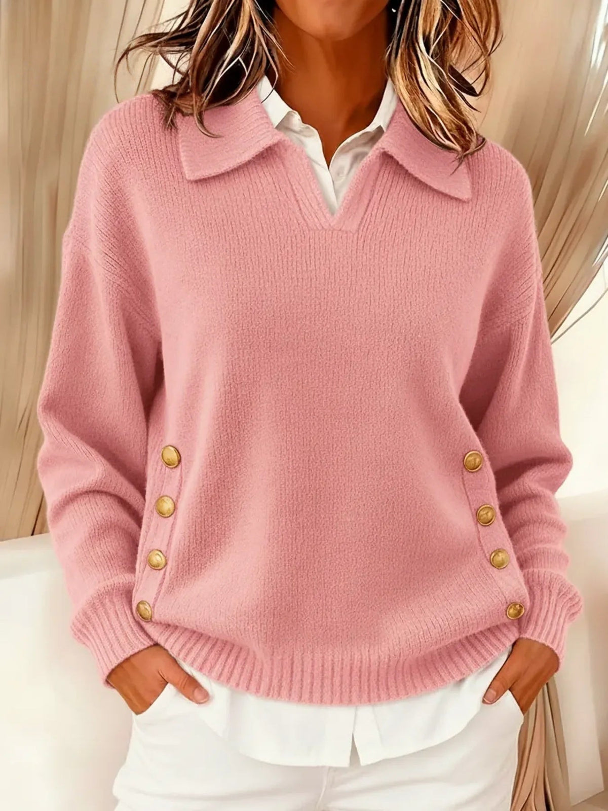 Erminia | Camisola com Gola Polo e Botões