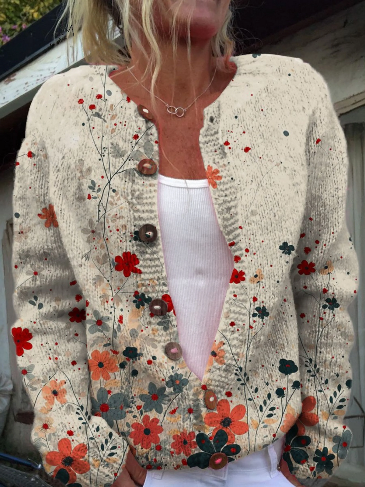 Rosa María | Cardigan de Malha Vintage Floral