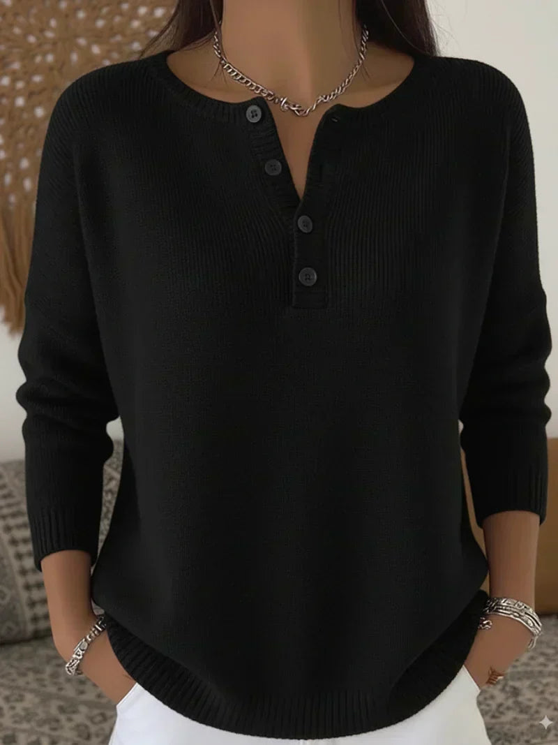 Ernesta | Camisola de Malha com Botões Henley