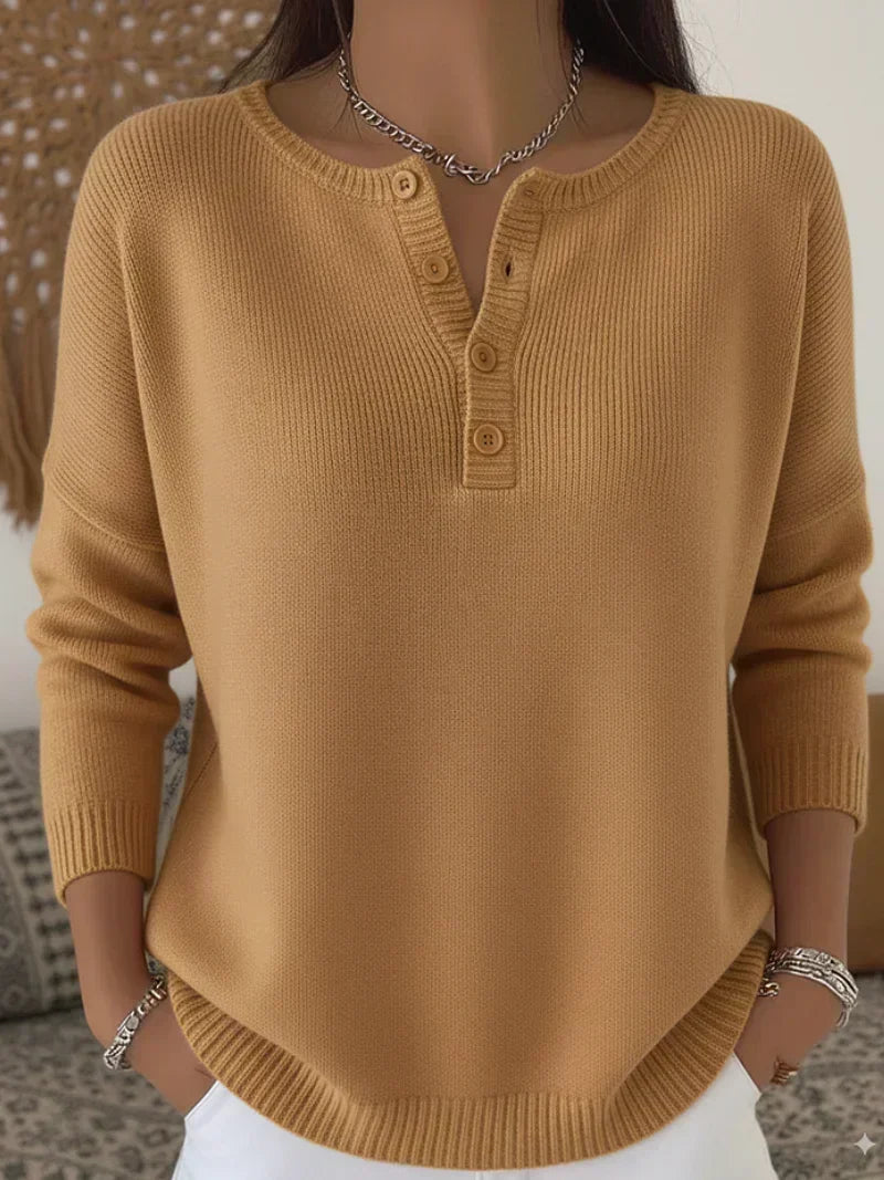 Ernesta | Camisola de Malha com Botões Henley