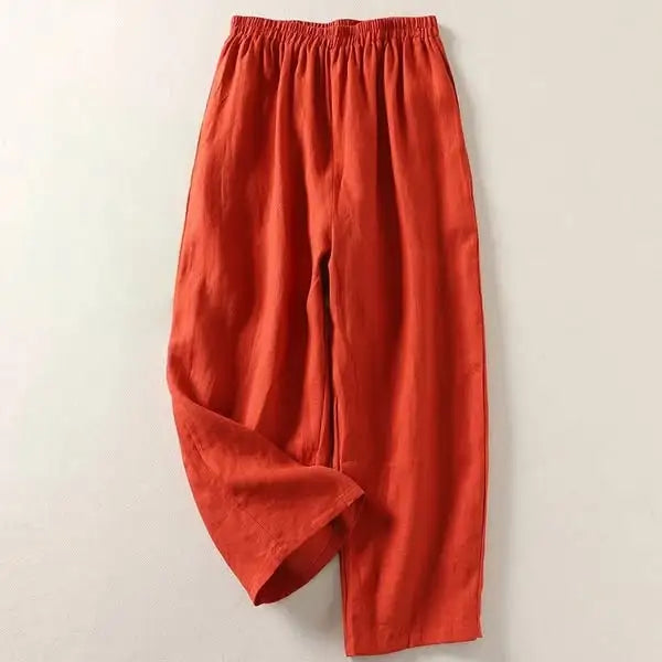 Amalia | Calças Fluidas de Algodão e Linho