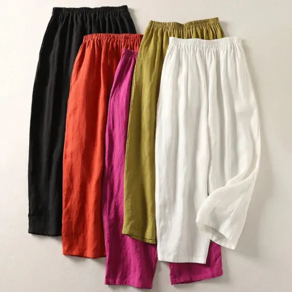 Amalia | Calças Fluidas de Algodão e Linho