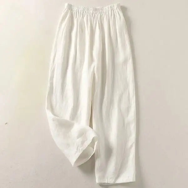 Amalia | Calças Fluidas de Algodão e Linho