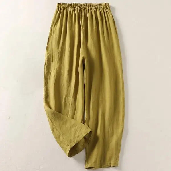 Amalia | Calças Fluidas de Algodão e Linho