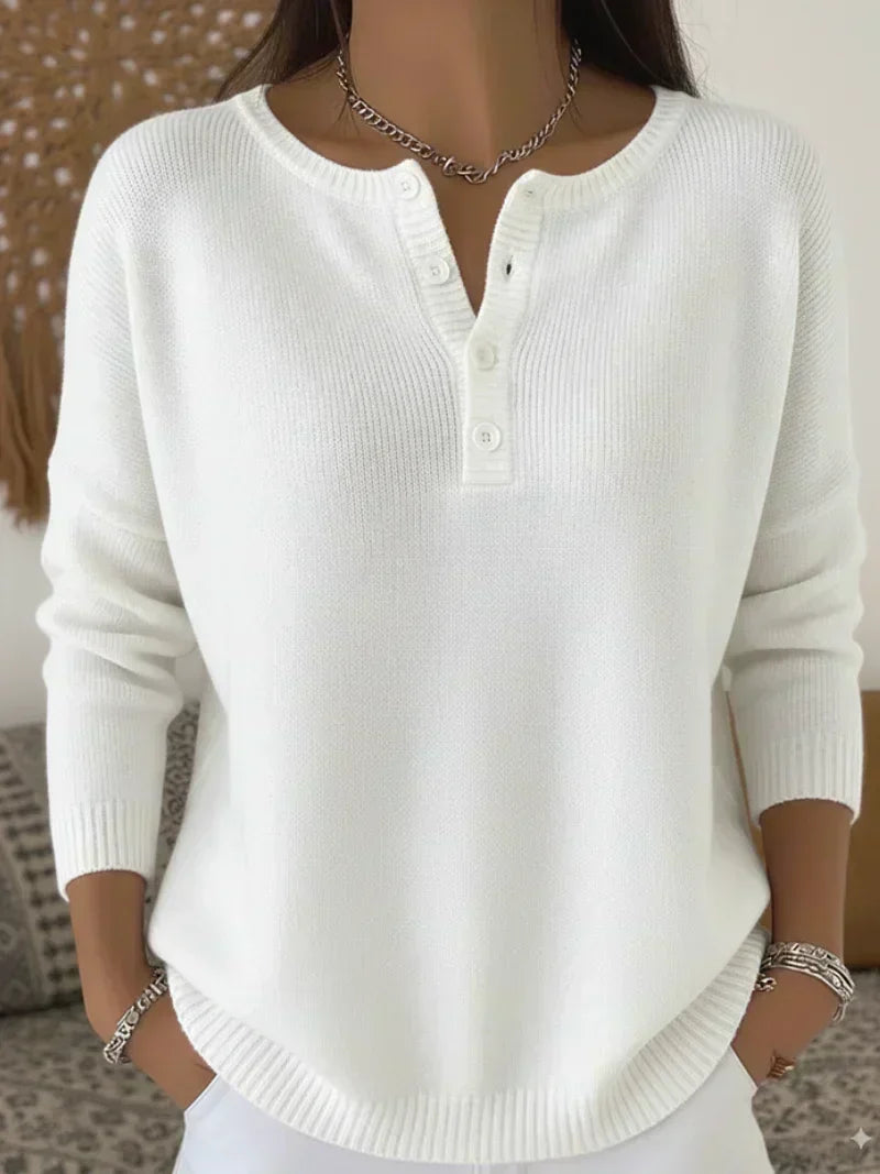 Ernesta | Camisola de Malha com Botões Henley