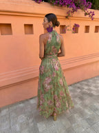 Florencia | Vestido Comprido Floral com Decote Profundo