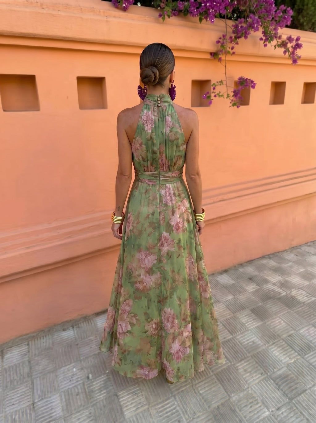Florencia | Vestido Comprido Floral com Decote Profundo