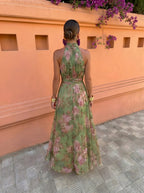 Florencia | Vestido Comprido Floral com Decote Profundo