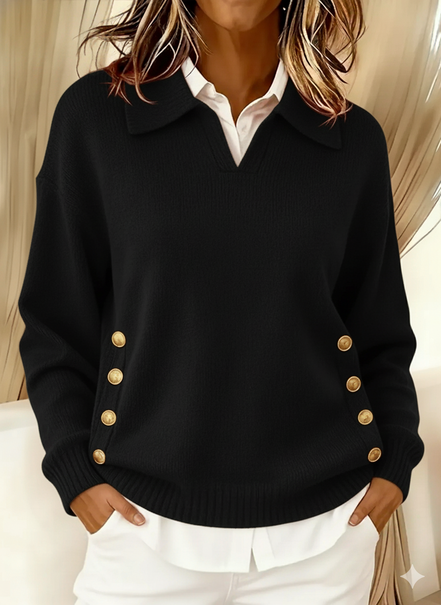 Erminia | Camisola com Gola Polo e Botões
