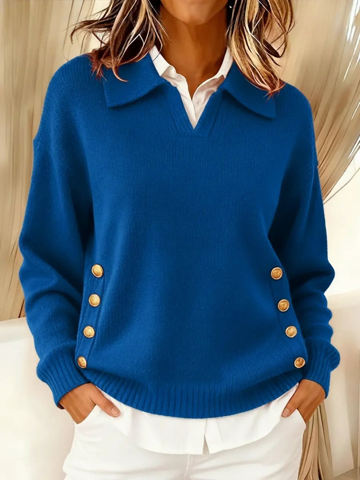 Erminia | Camisola com Gola Polo e Botões