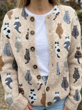 Isabel | Cardigan Aconchegante com Estampado de Gatos