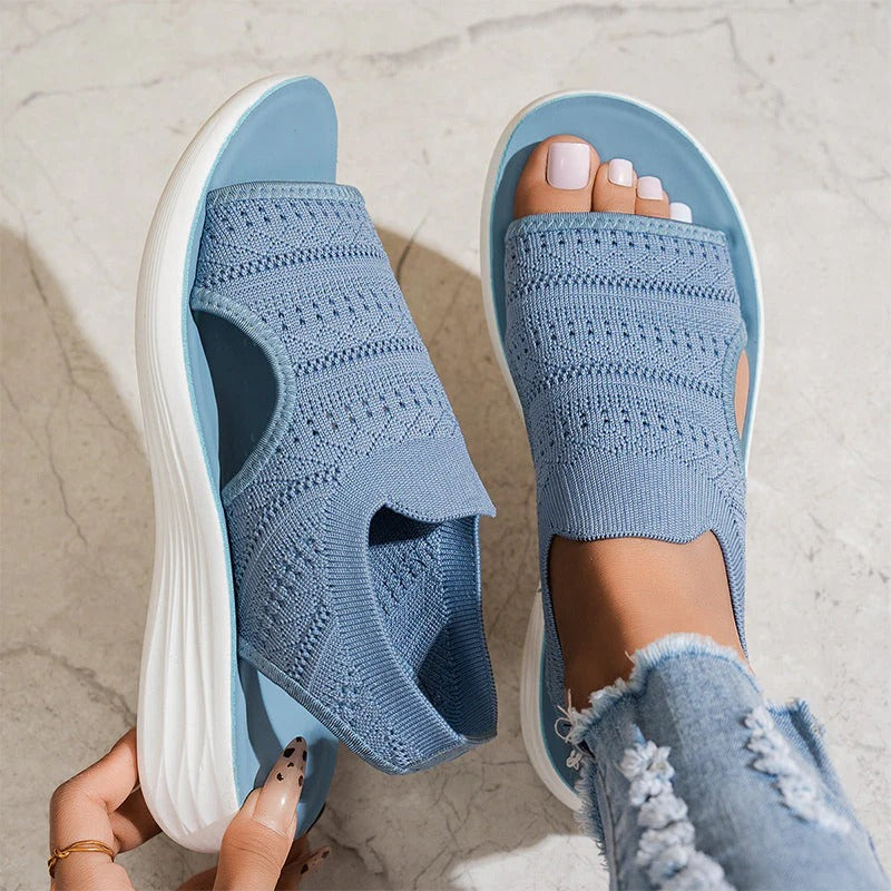 👡🌬️ Sandálias de Plataforma Tecidas Respiráveis com Tira no Calcanhar