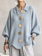 Stefania | Cardigan Oversize com Gola e Botões Metálicos
