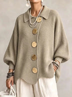 Stefania | Cardigan Oversize com Gola e Botões Metálicos