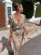 Virginia | Vestido Midi Estampado em Tons de Cobre