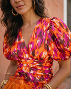 Carla | Vestido Midi Floral com Mangas Bufantes