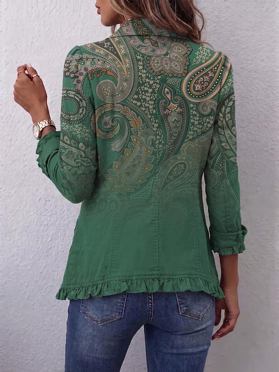 Carolina | Casaco Boémio Paisley com Folhos