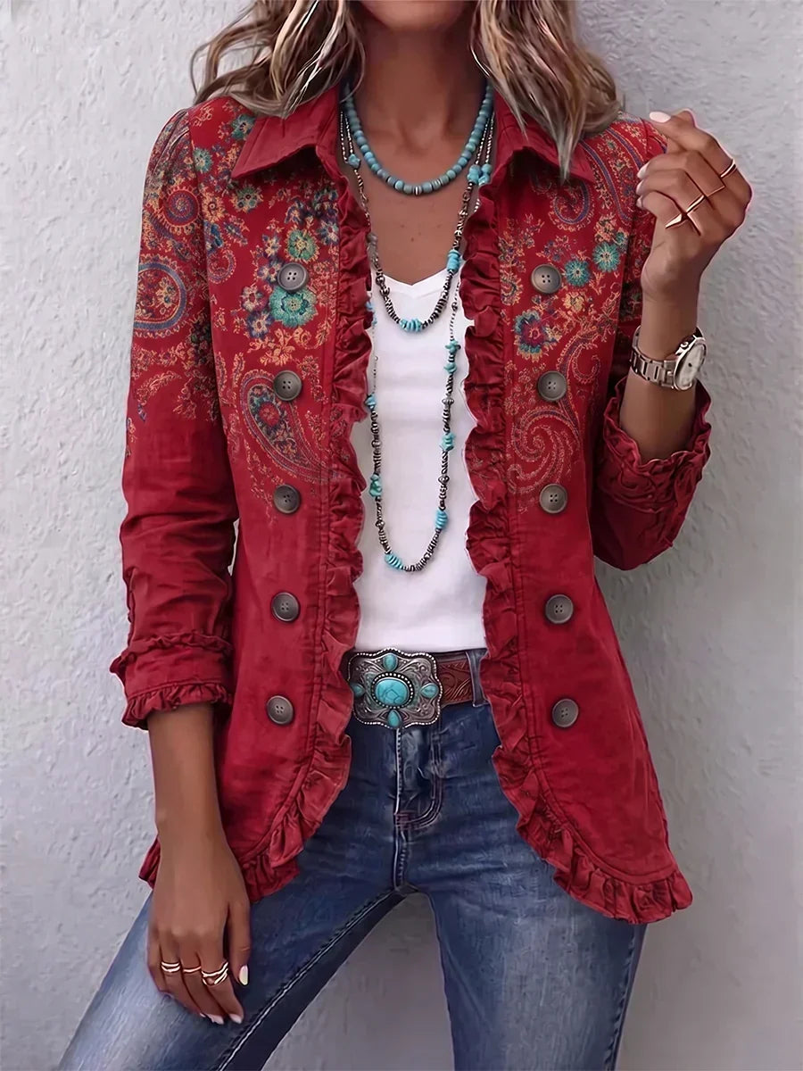 Carlota | Casaco Boémio Paisley com Folhos