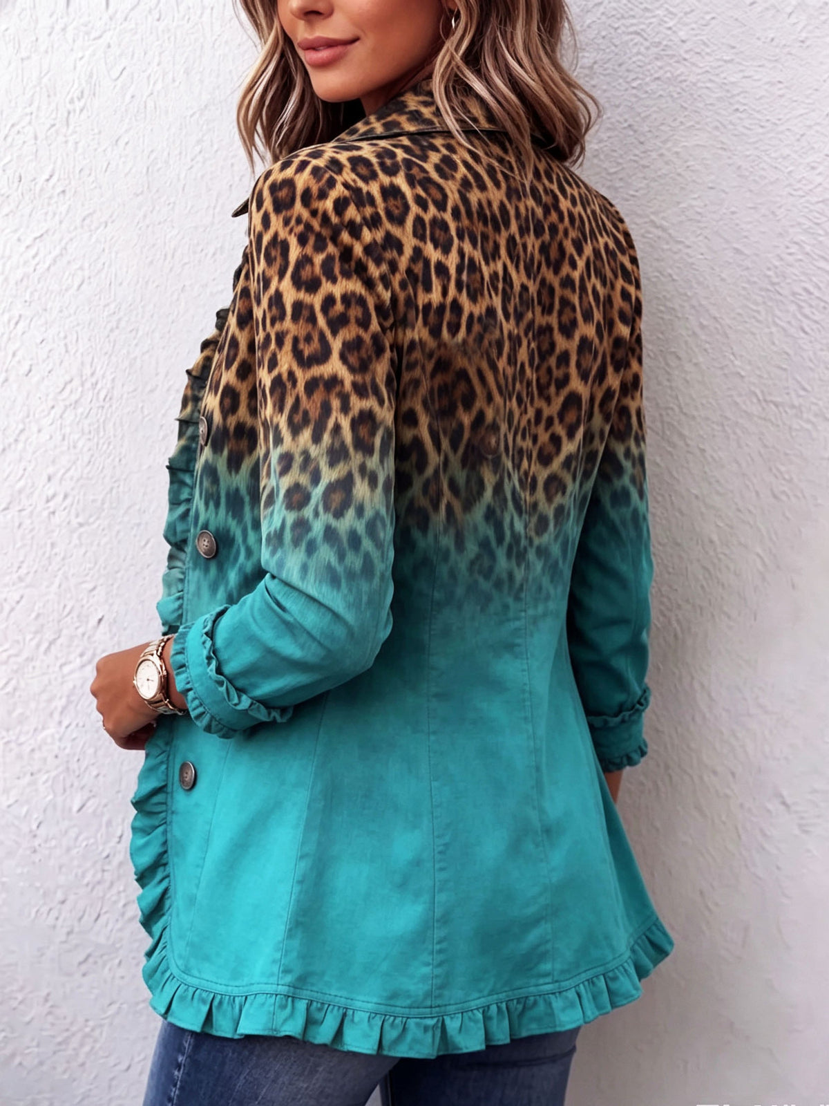 Beatriz | Blazer Leopardo Degradé com Folhos