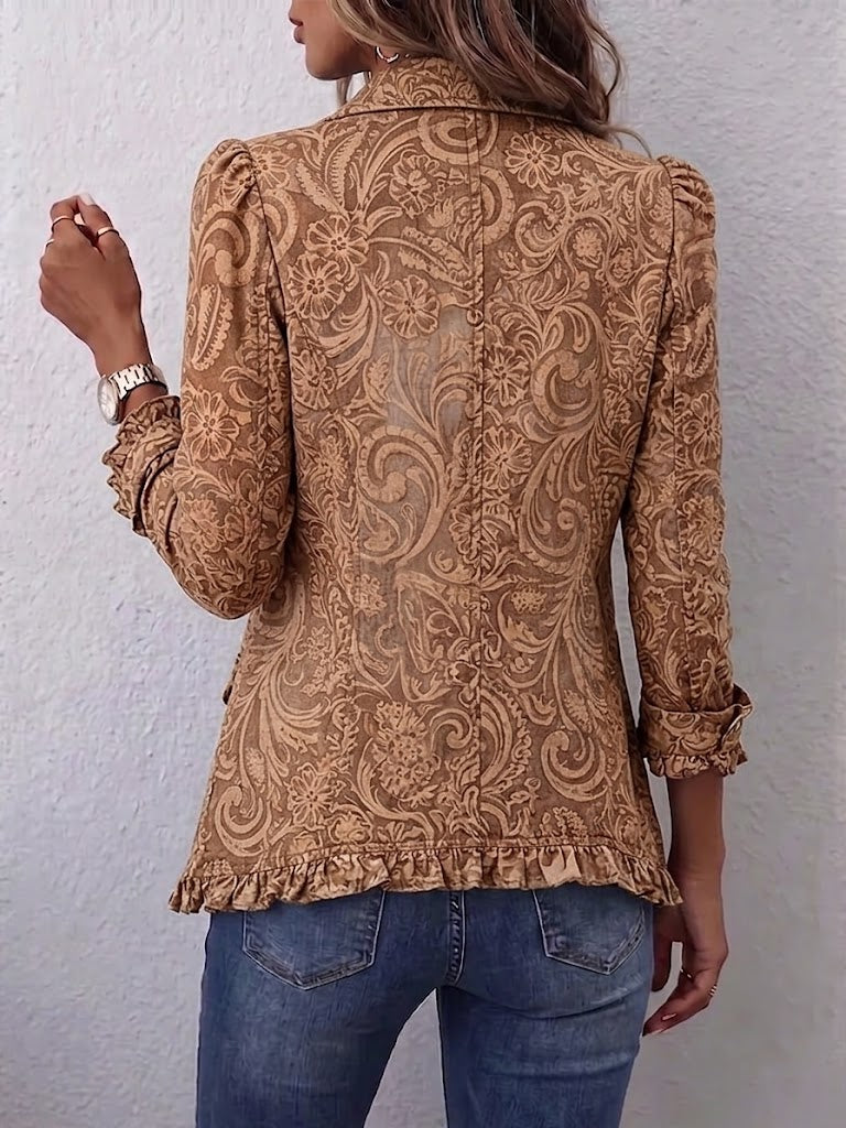 Noemi | Casaco Boémio Floral Vintage com Folhos