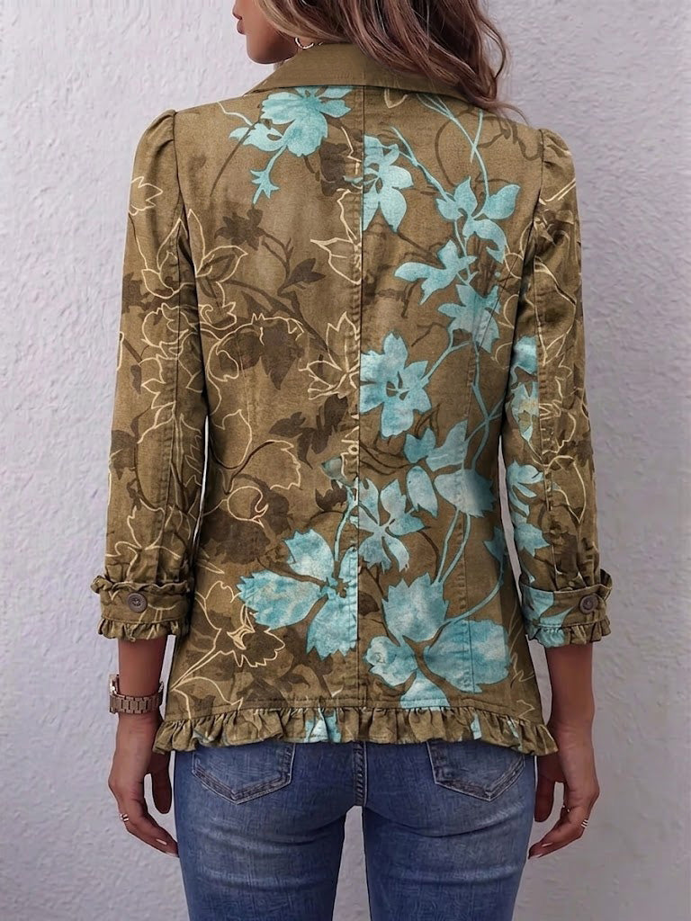Bianca | Casaco Boémio Floral Vintage Degradé com Folhos