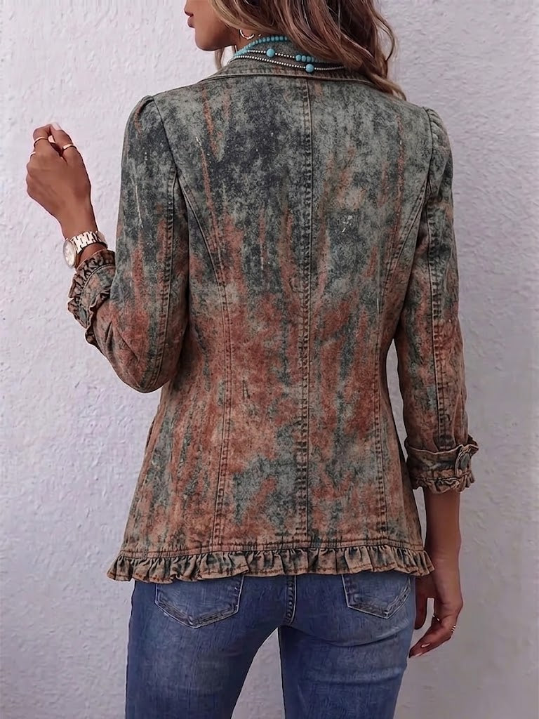Flavia | Casaco Vintage Degradé Texturado com Folhos