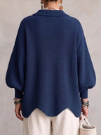 Stefania | Cardigan Oversize com Gola e Botões Metálicos