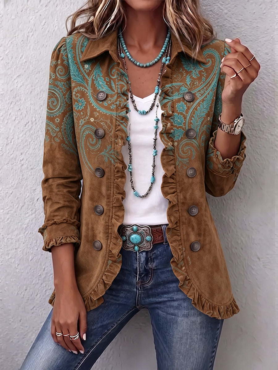 Serena | Casaco Paisley com Folhos